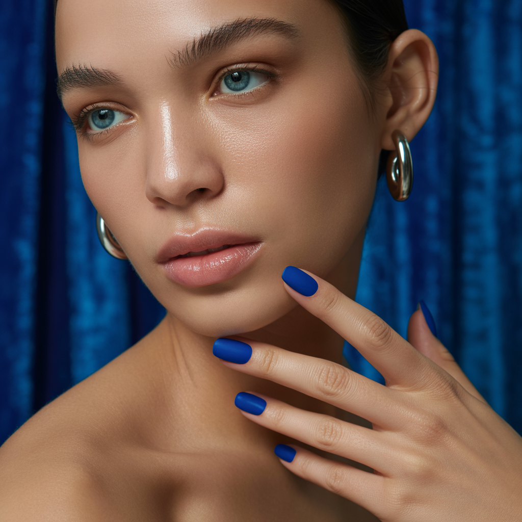 matte blue nails