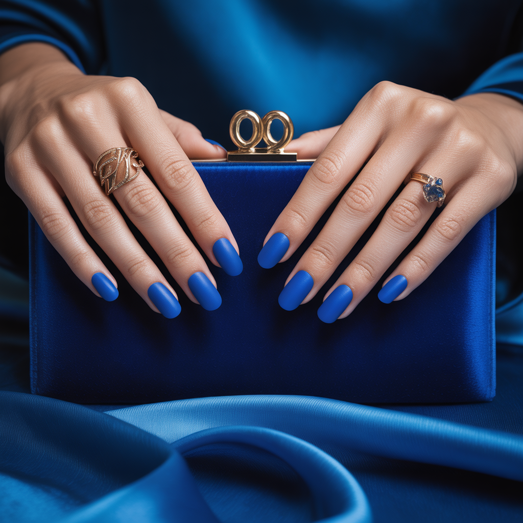 matte blue nails
