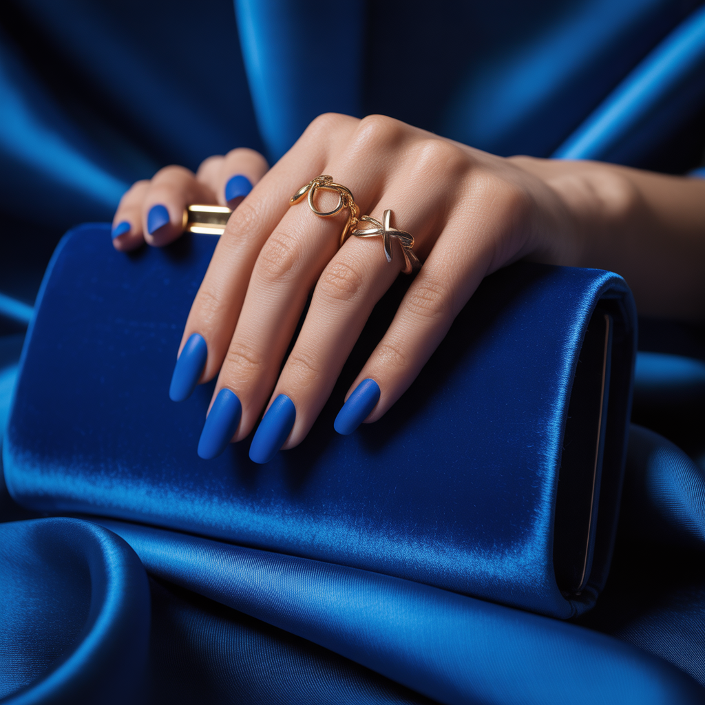 matte blue nails