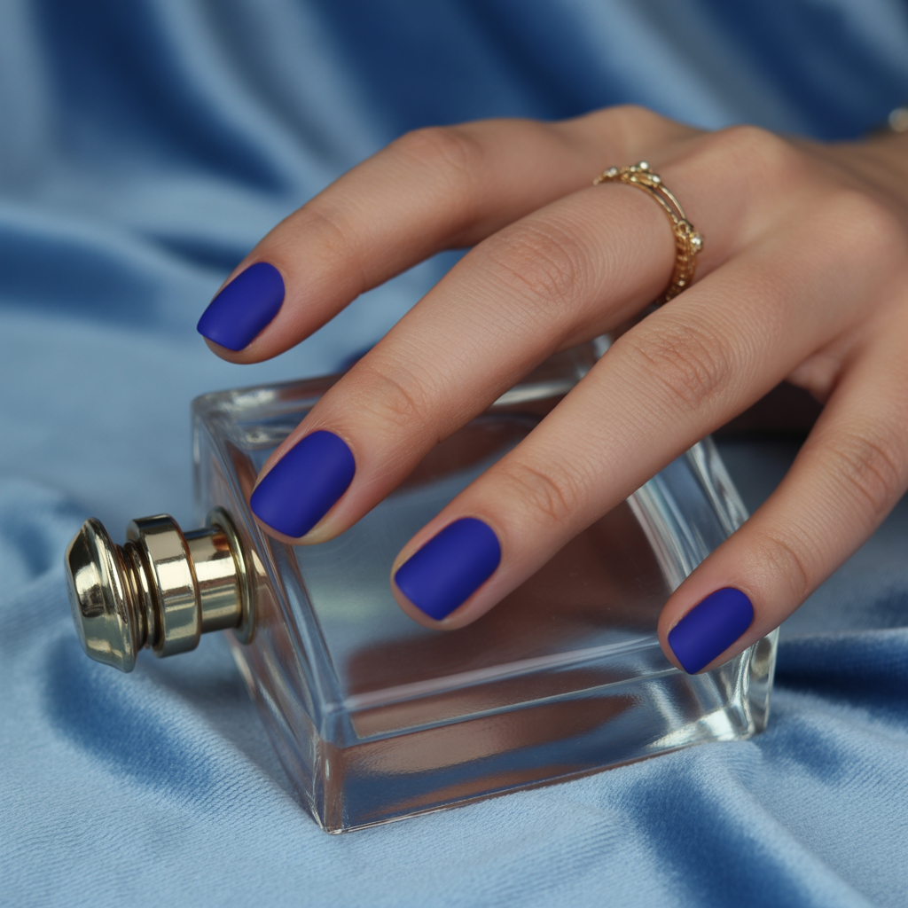 matte blue nails