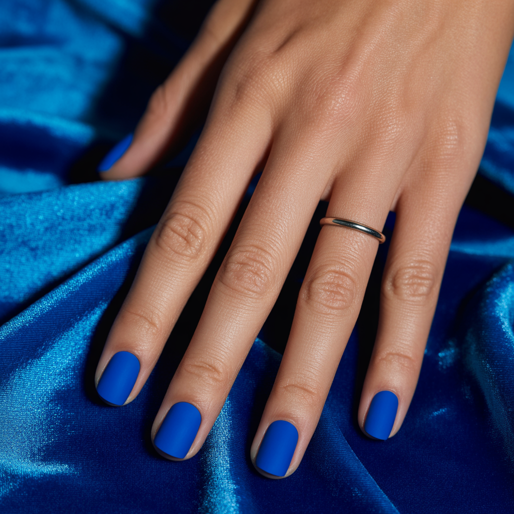 matte blue nails