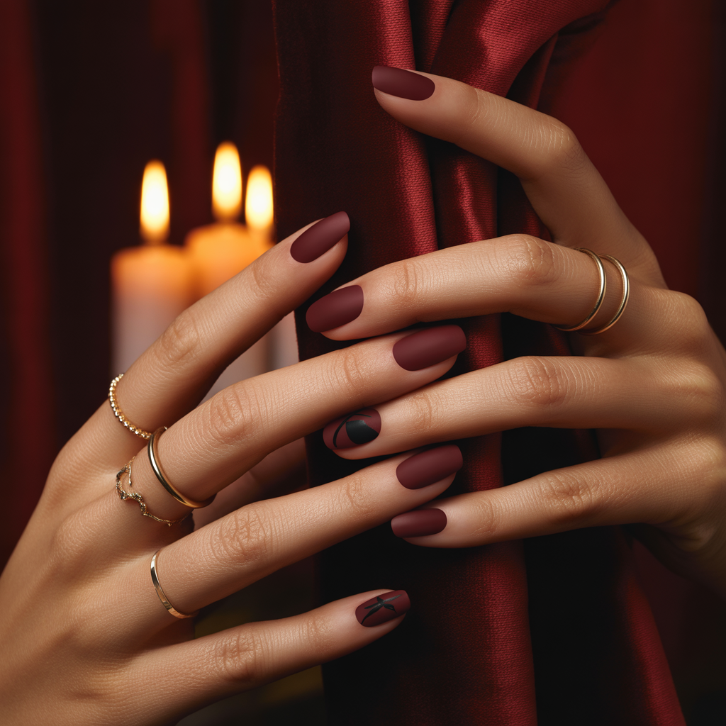 matte burgundy nails