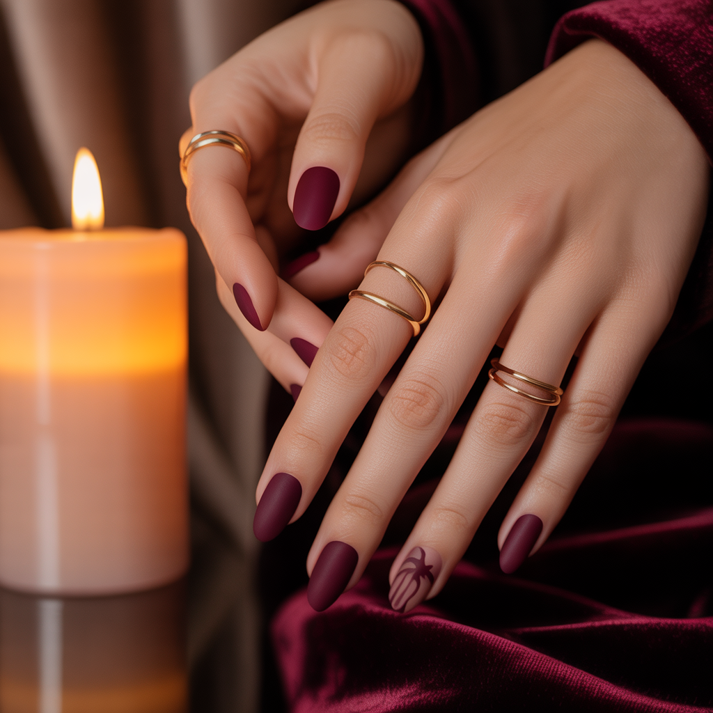 matte burgundy nails
