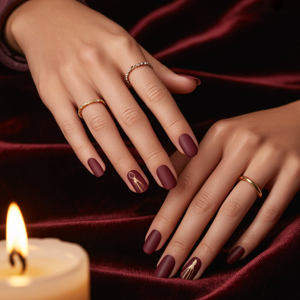 matte burgundy nails