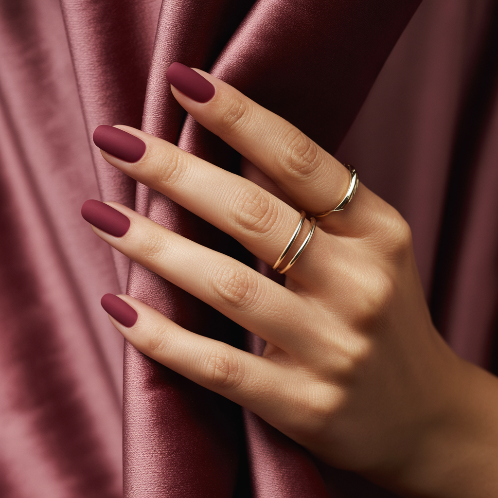 matte burgundy nails