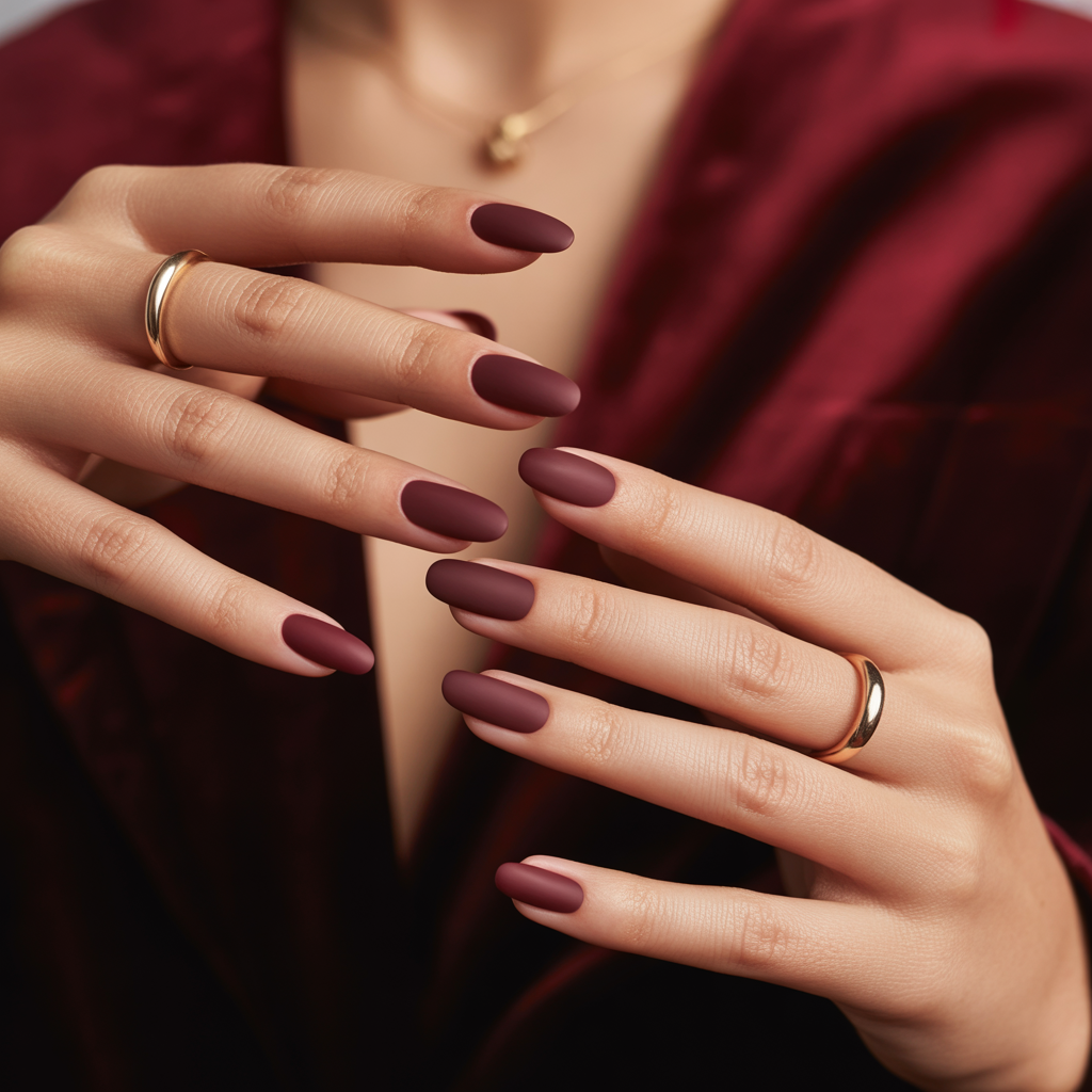 matte burgundy nails