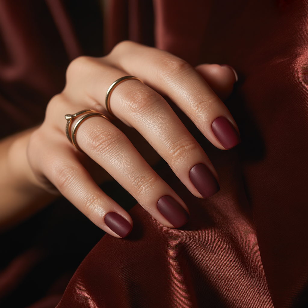 matte burgundy nails