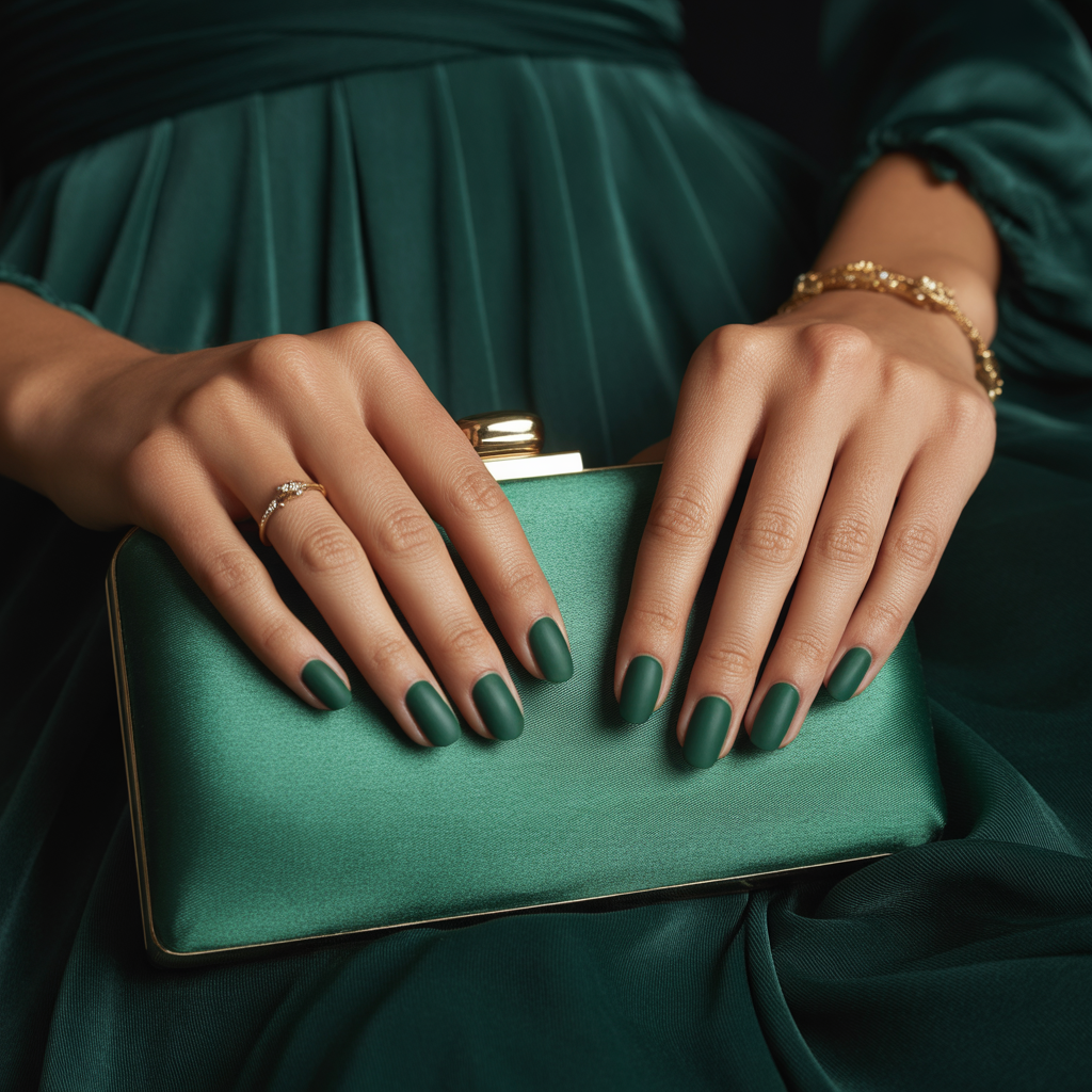 matte green nails
