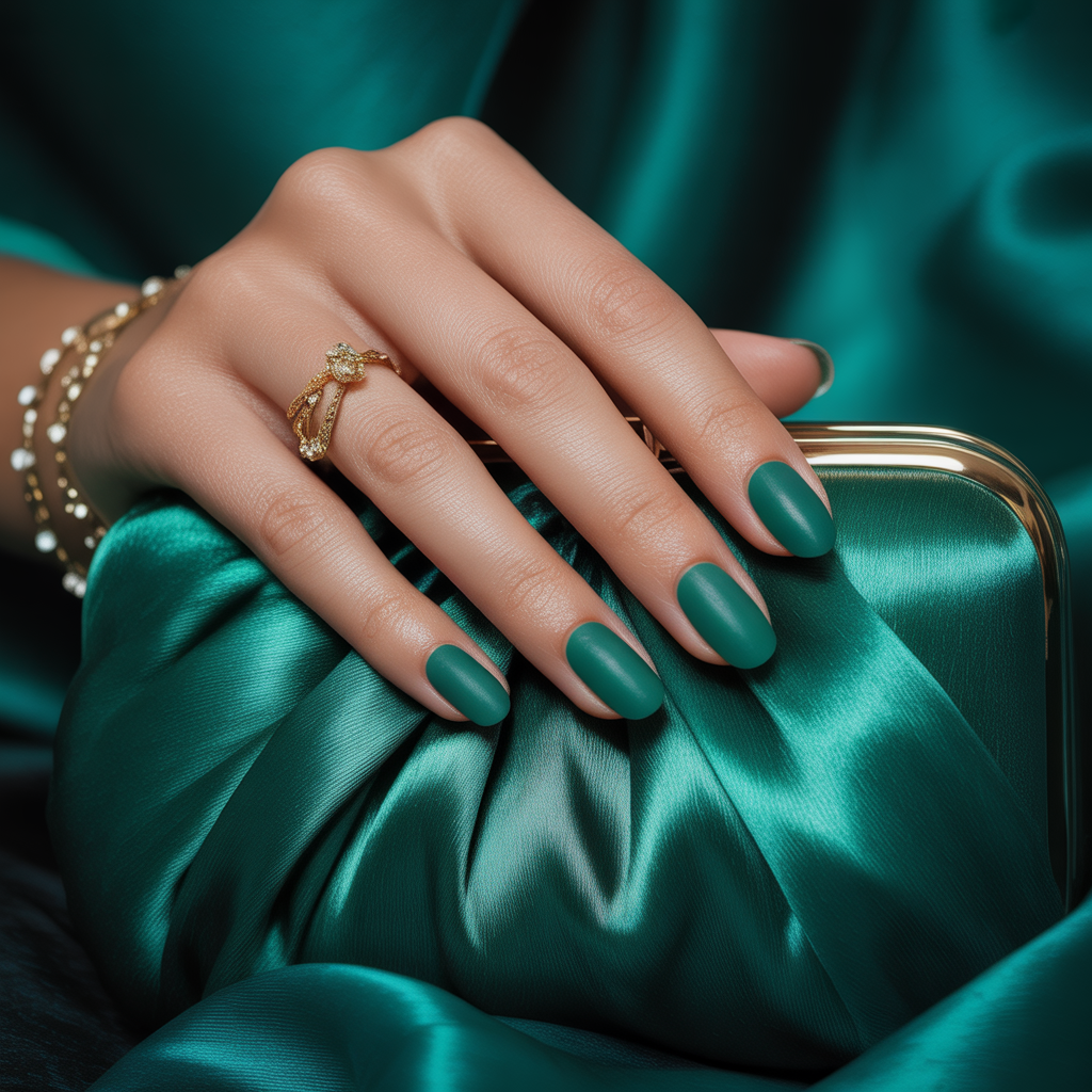 matte green nails