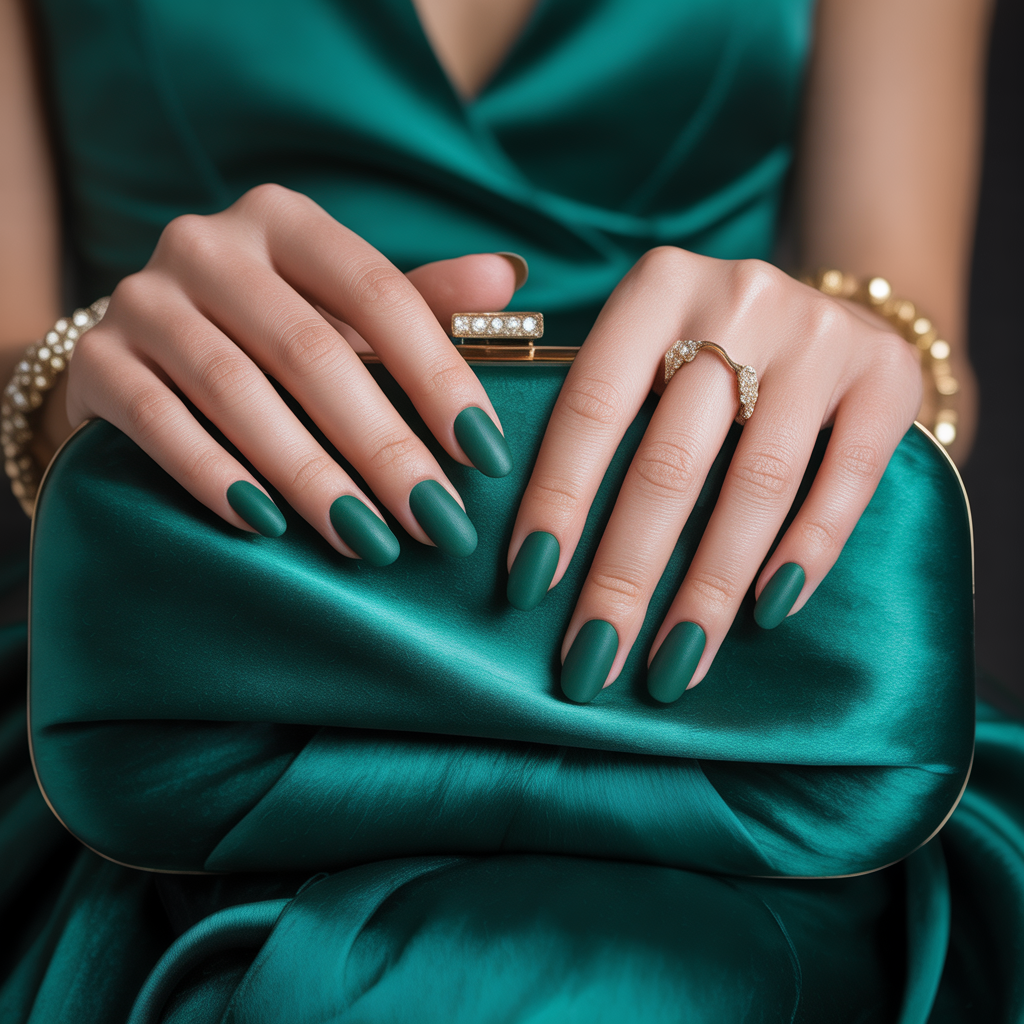 matte green nails