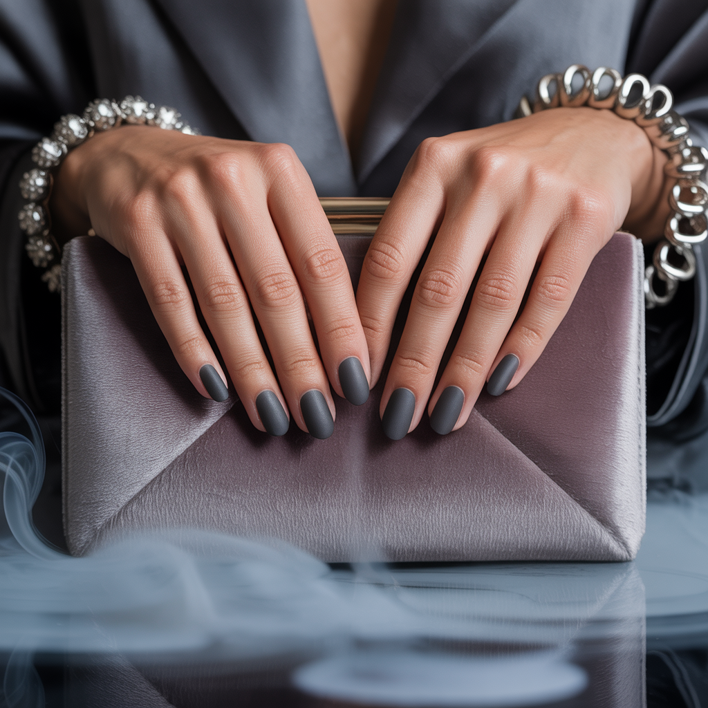 matte grey nails