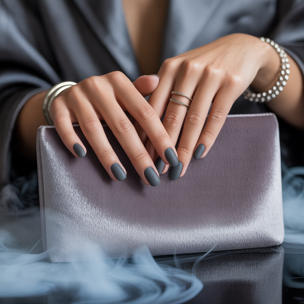 matte grey nails