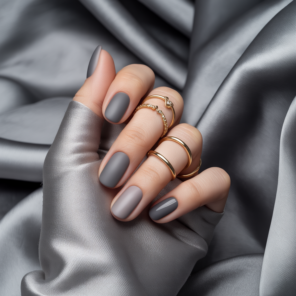 matte grey nails