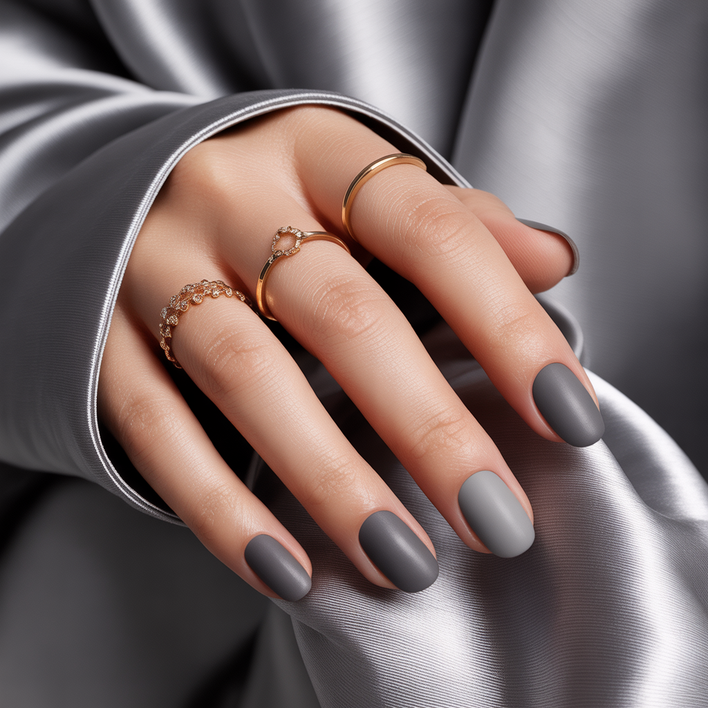 matte grey nails
