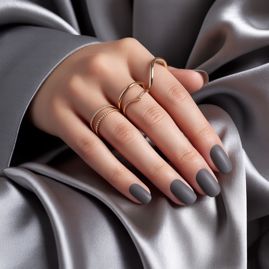 matte grey nails