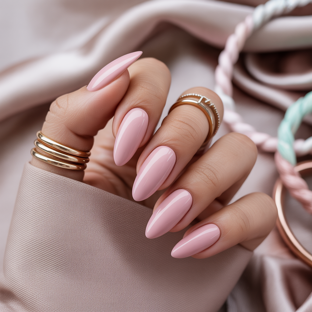 matte pink nails