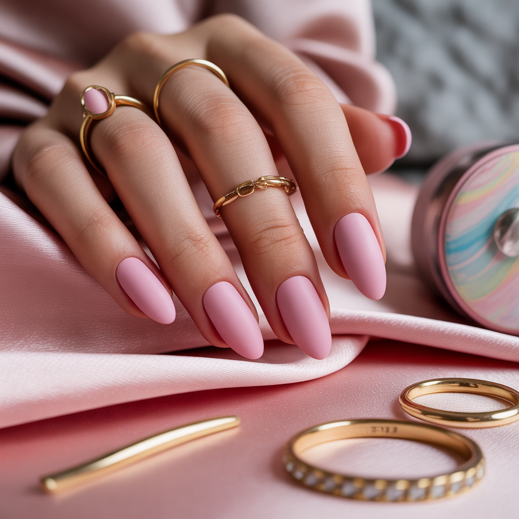 matte pink nails