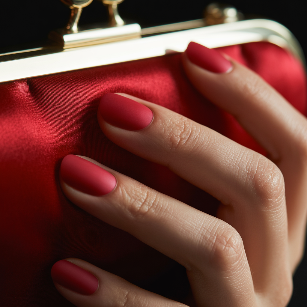 matte red nails