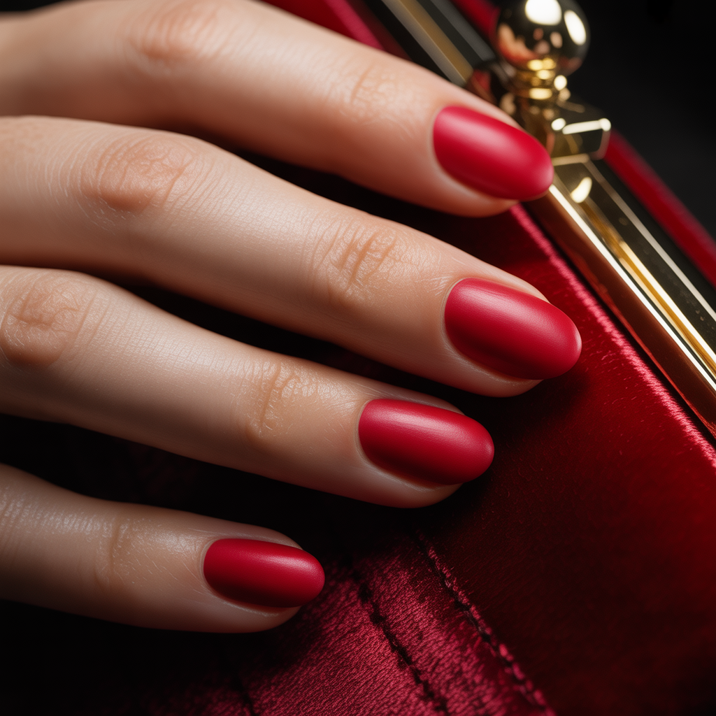 matte red nails