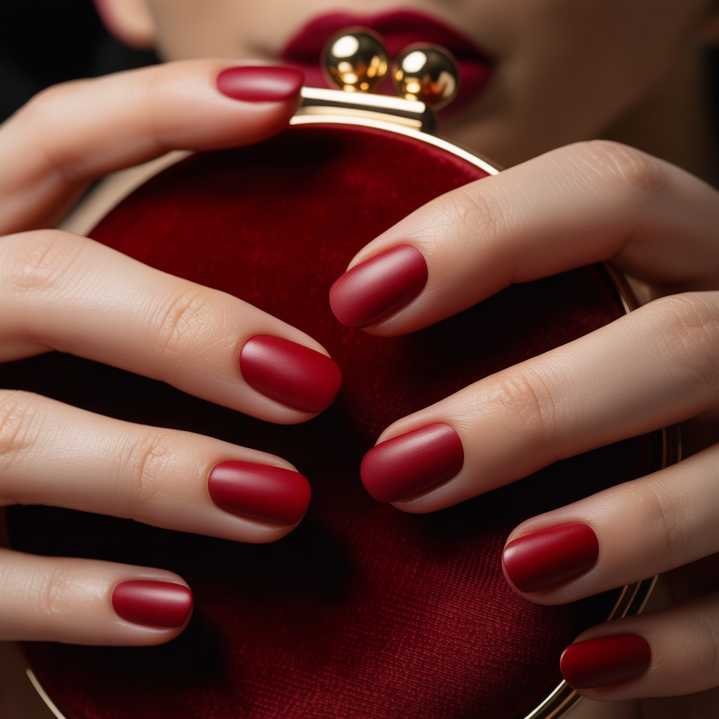 matte red nails