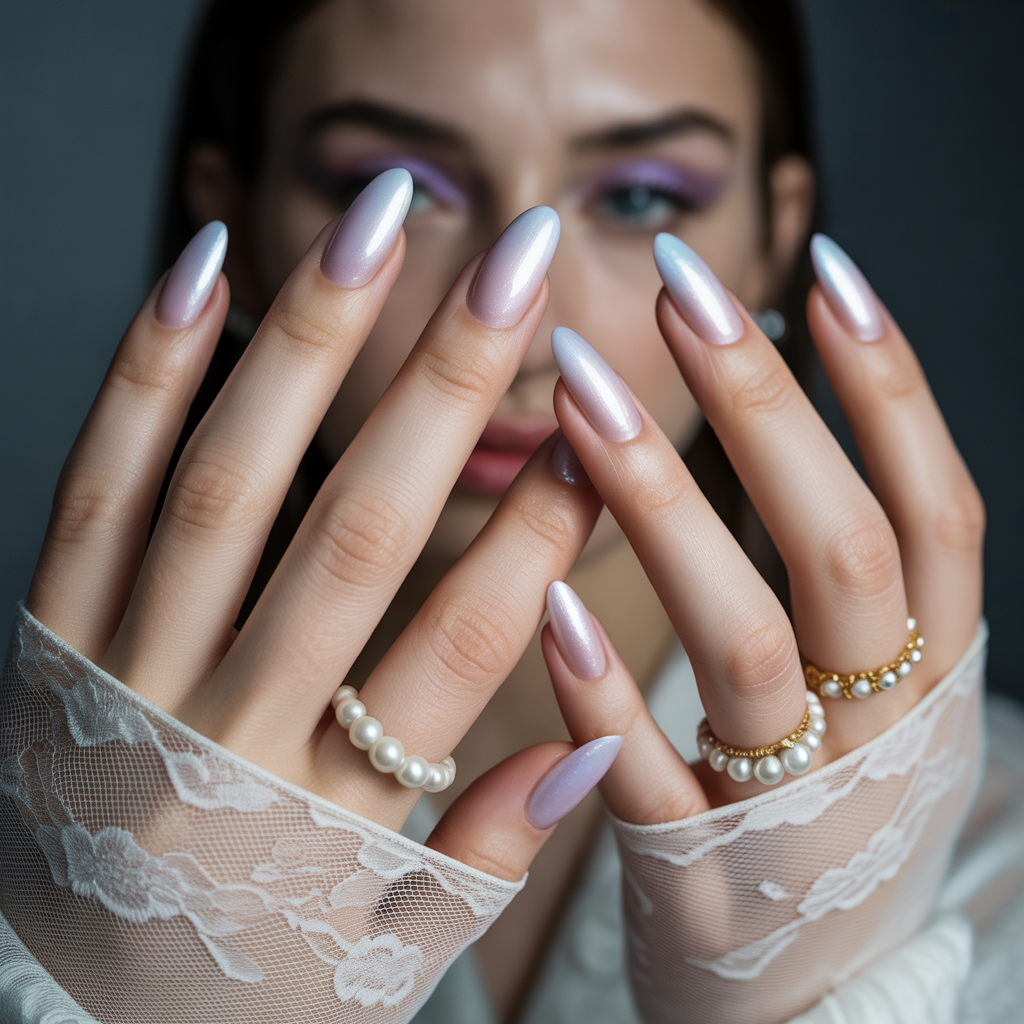 milky white nails