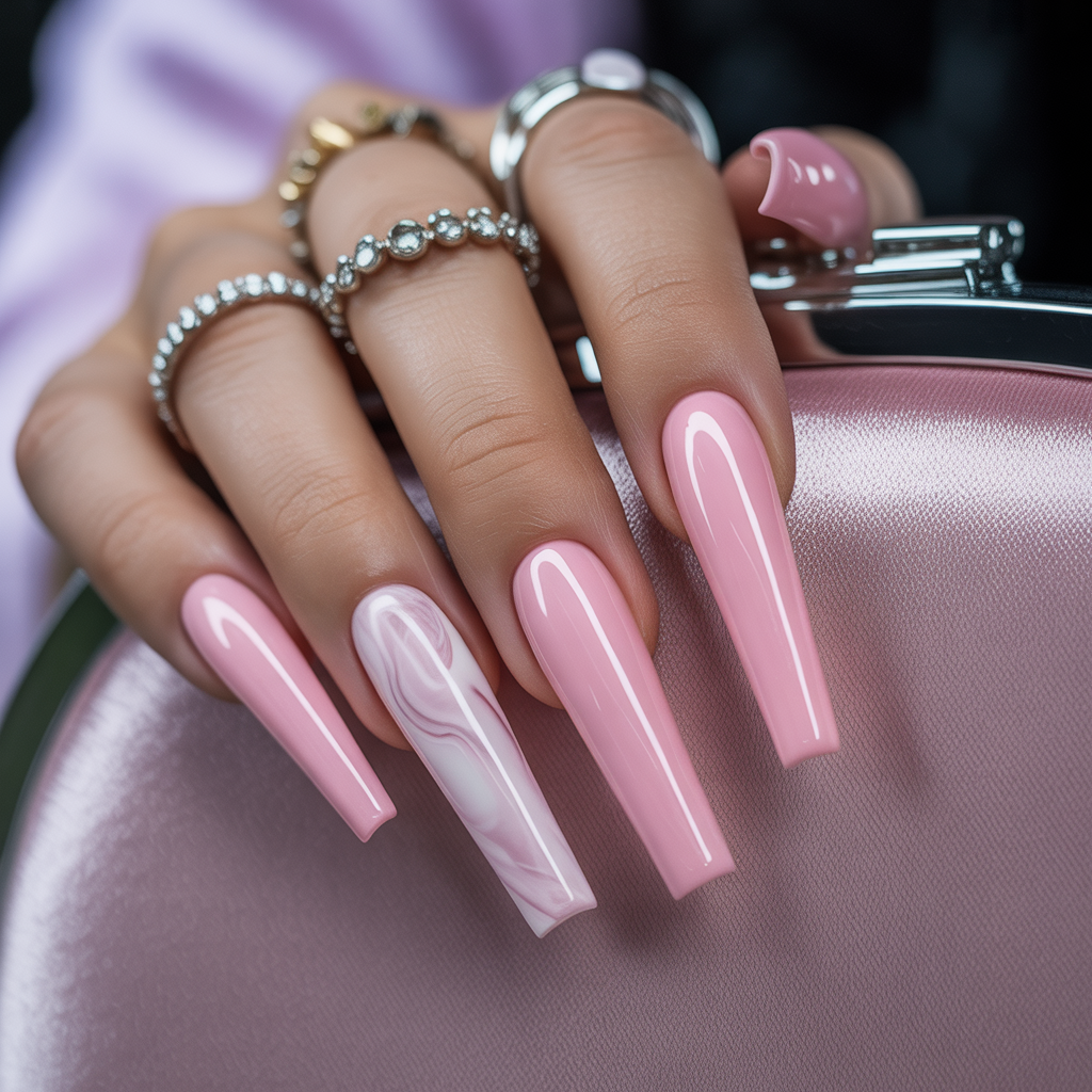 nails acrylic pink