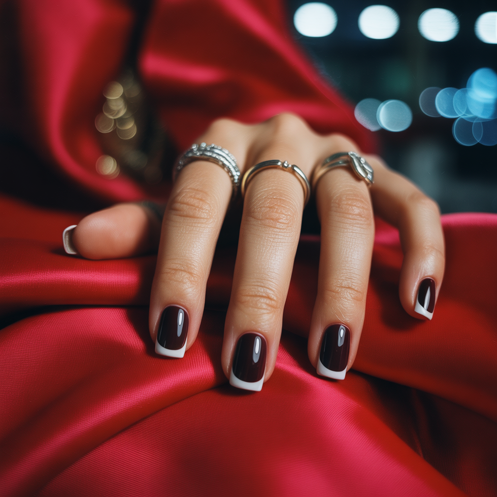 nails black french tip