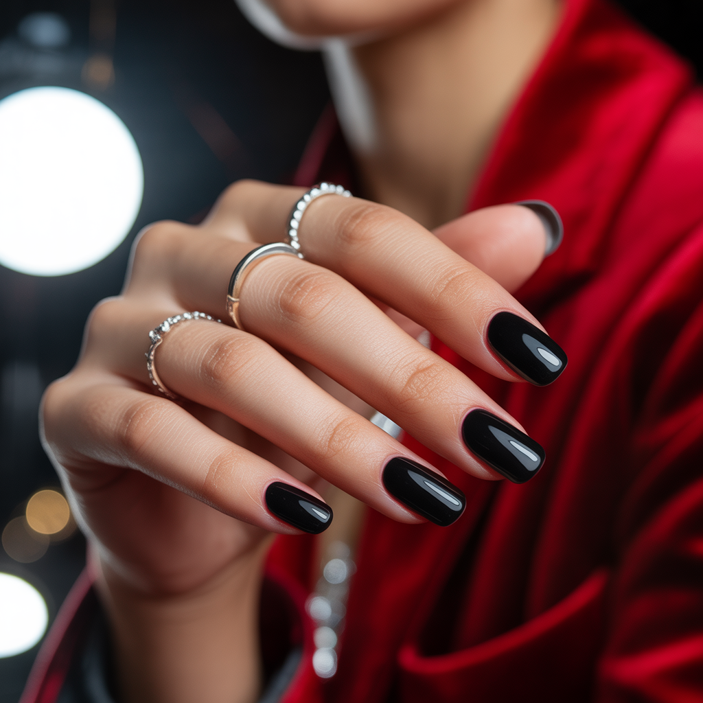 nails black french tip