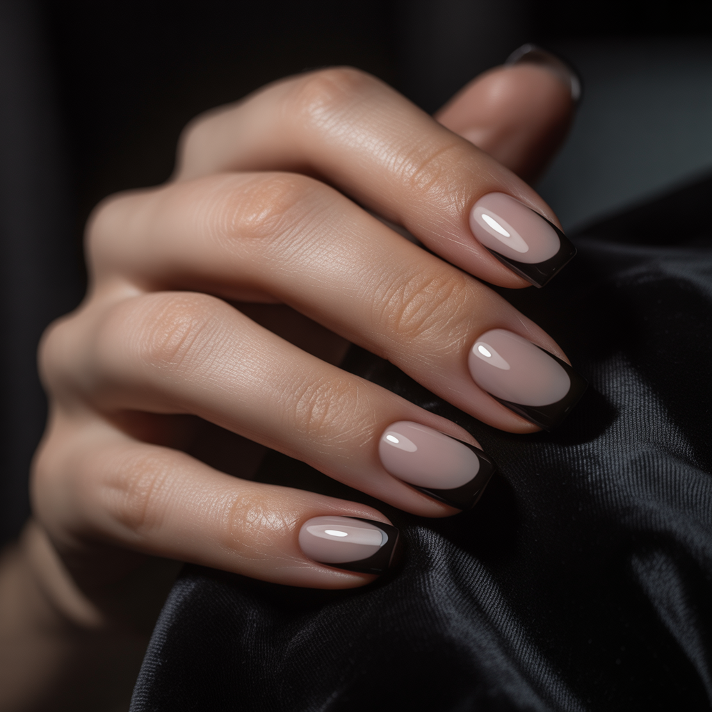 nails black french tip