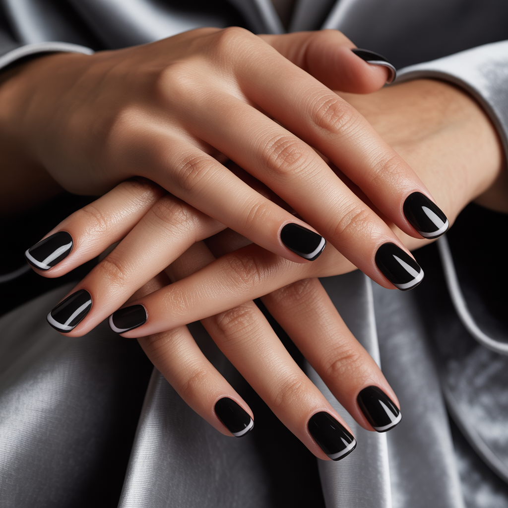 nails black french tip