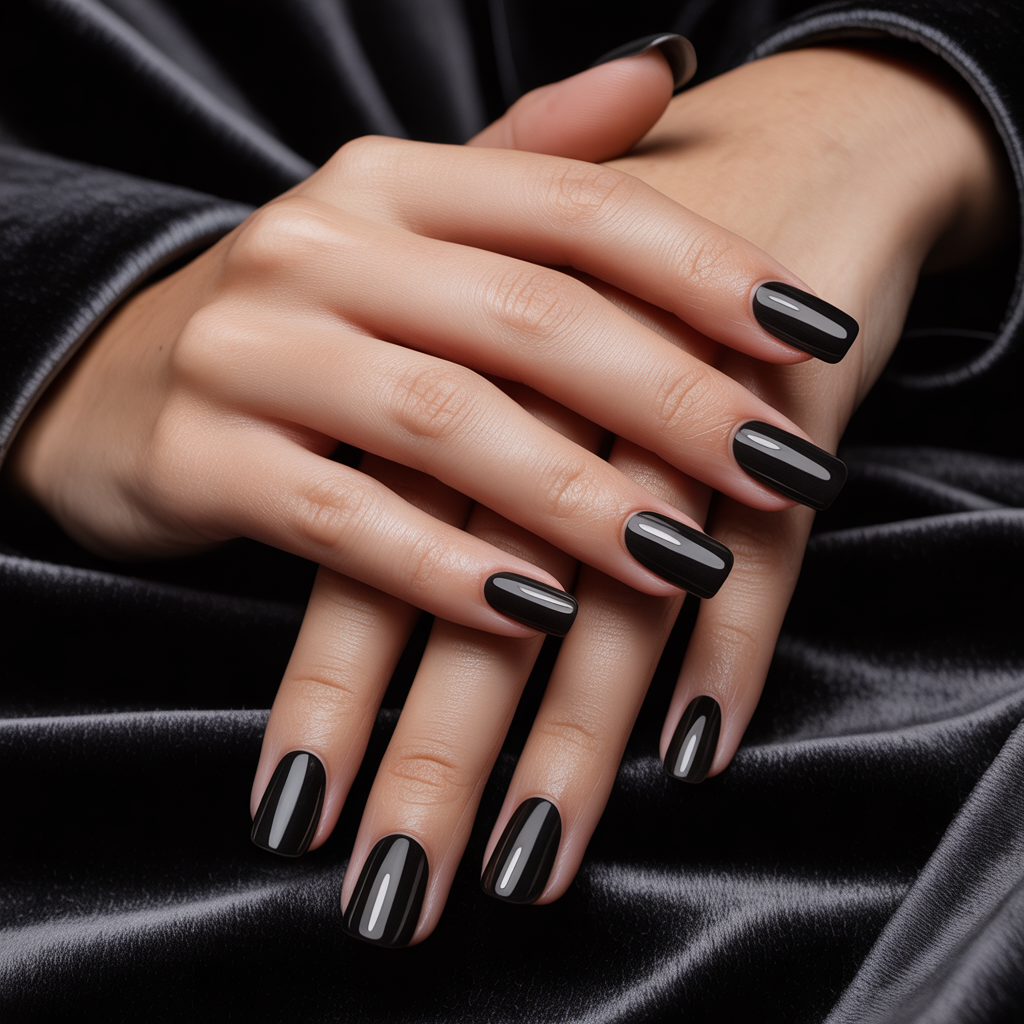 nails black french tip