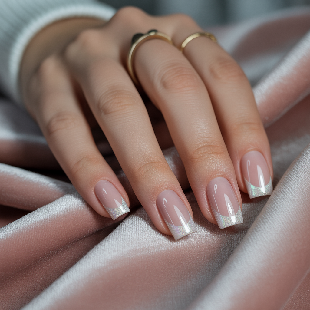 nails glitter french