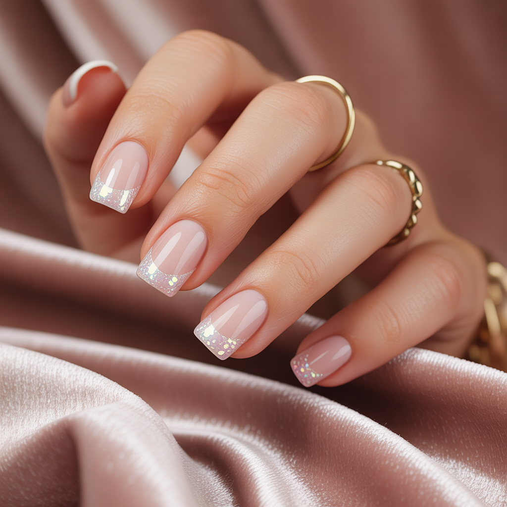 nails glitter french