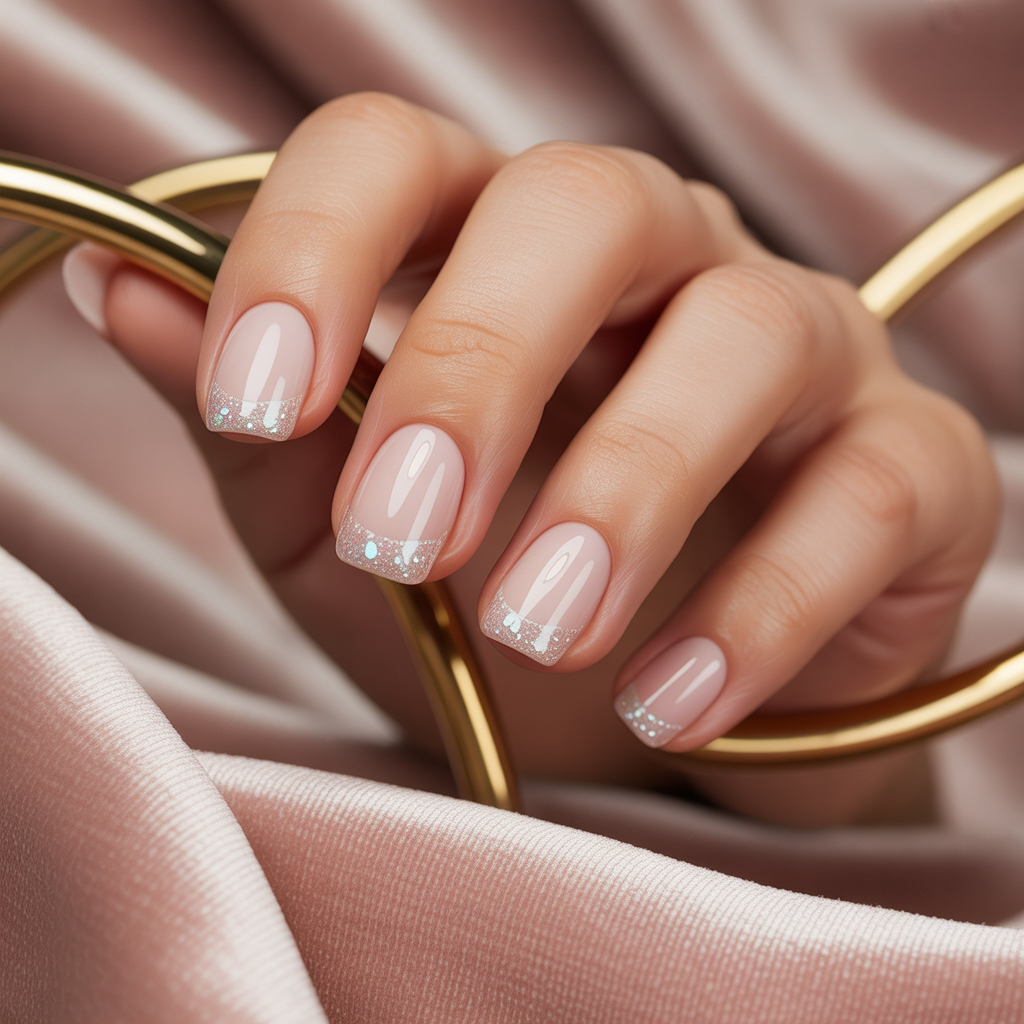 nails glitter french