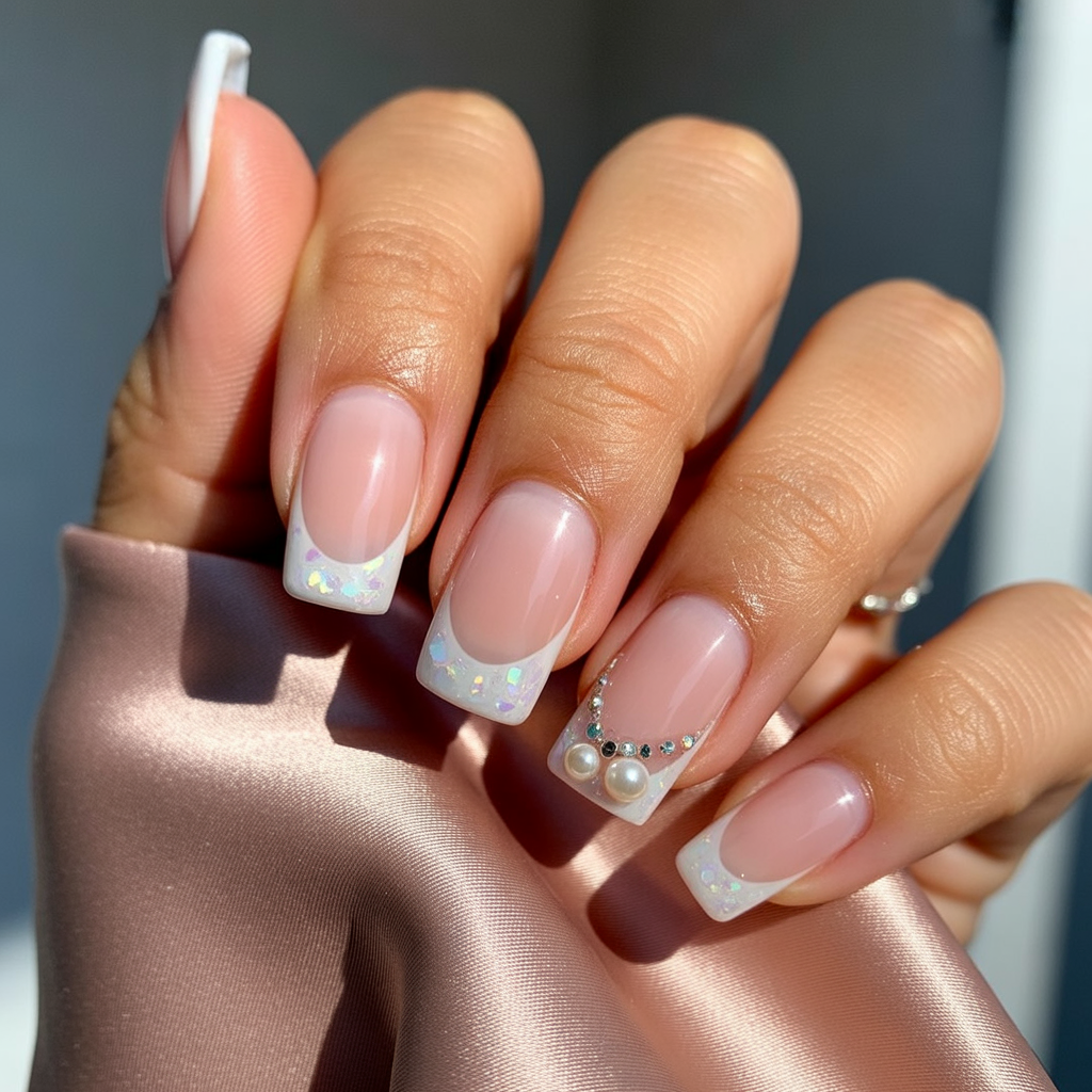 nails glitter french