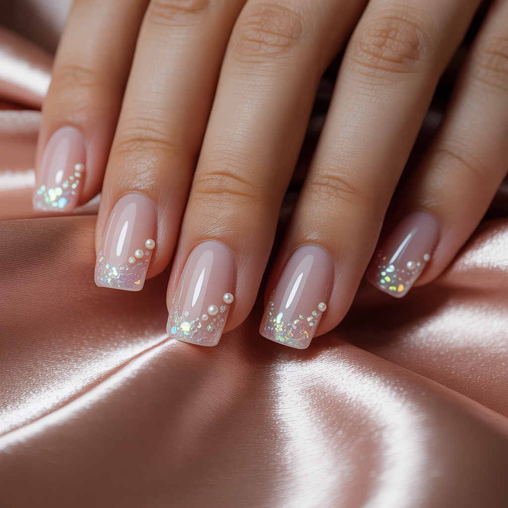 nails glitter french