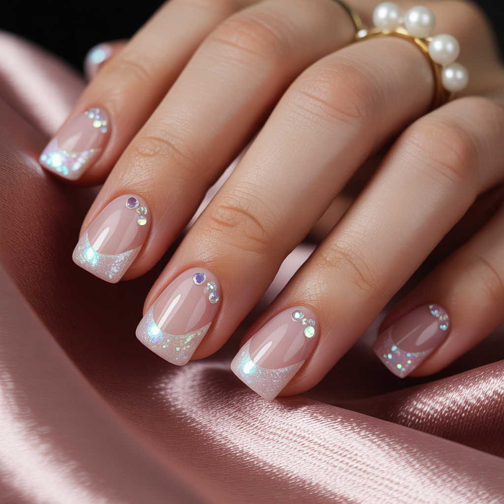 nails glitter french