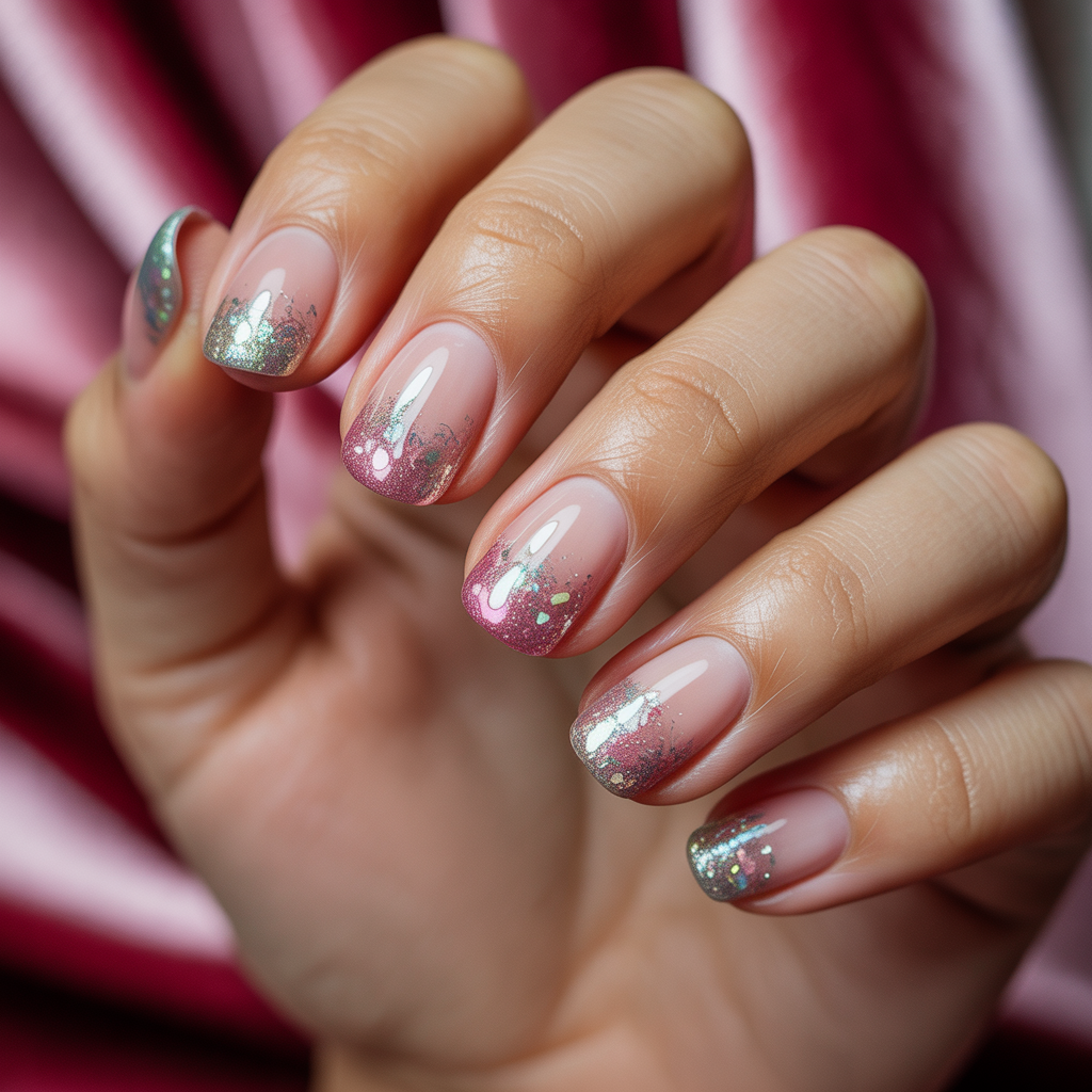 nails glitter tips