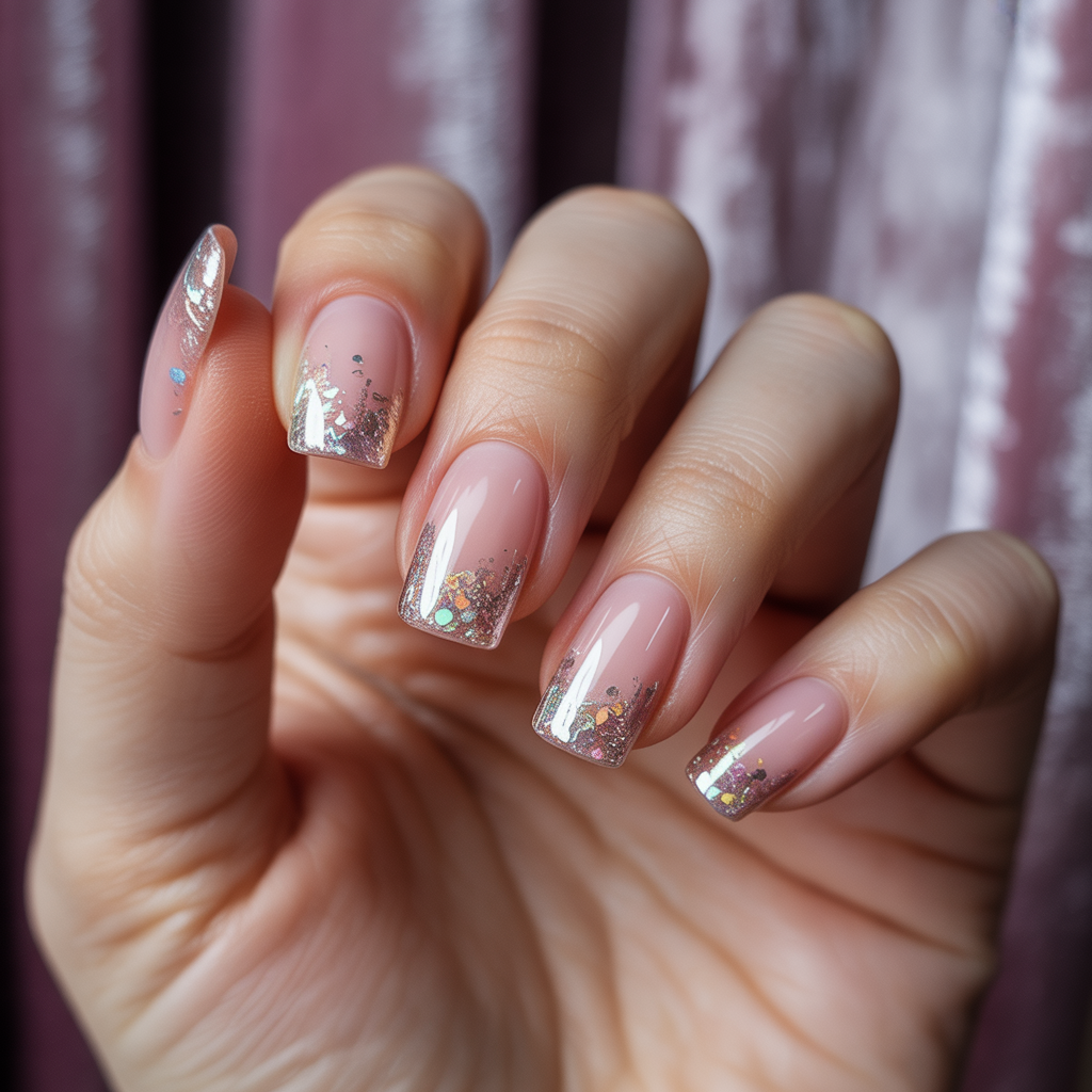 nails glitter tips