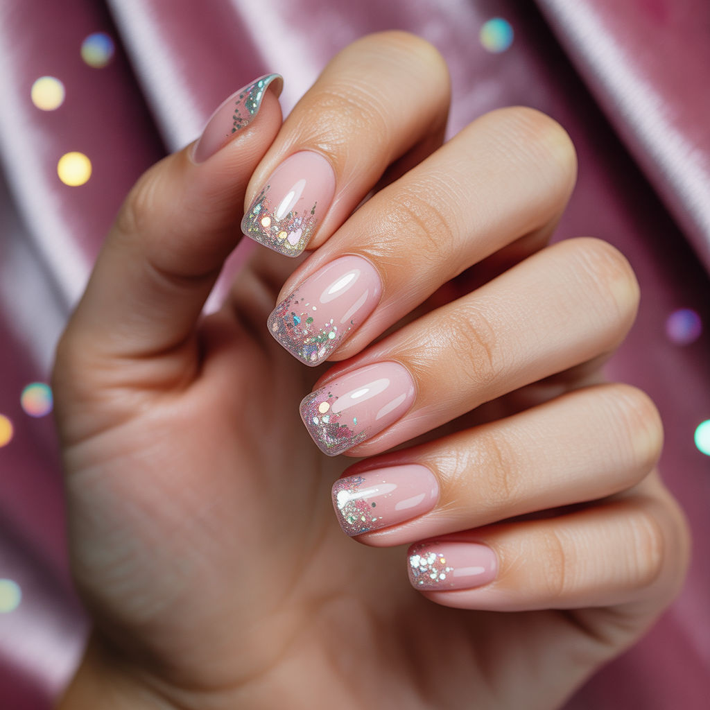 nails glitter tips