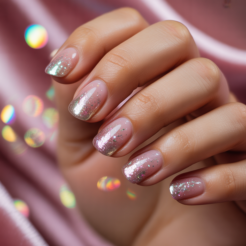 nails glitter tips