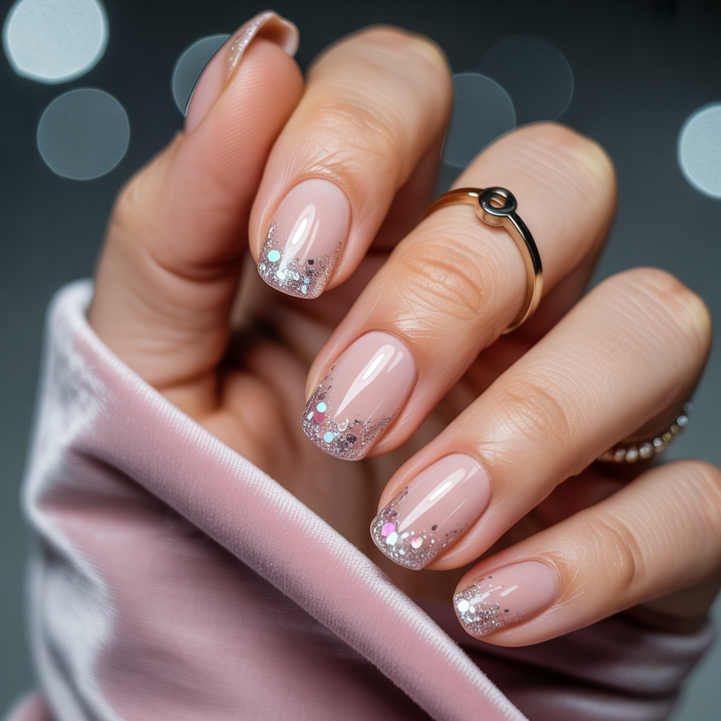nails glitter tips