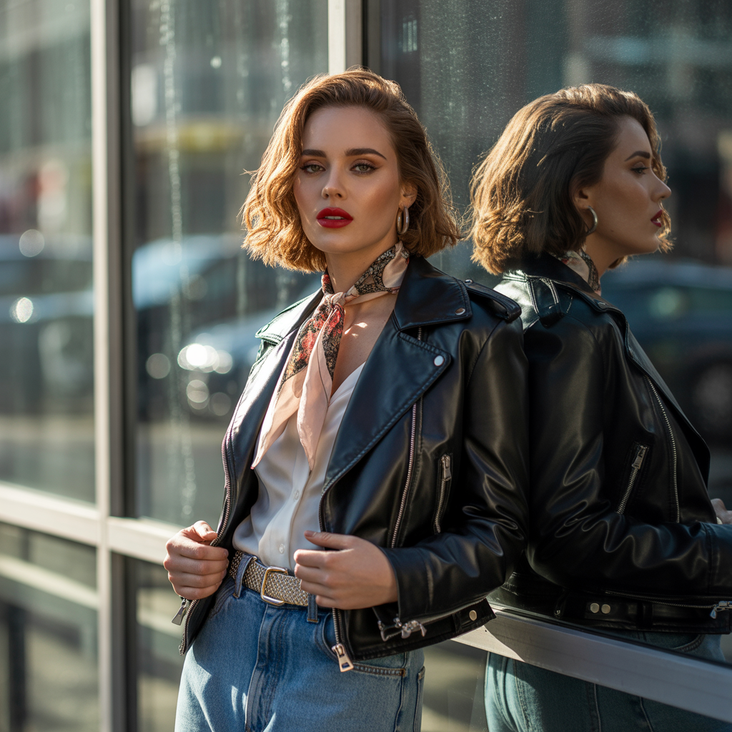 outfit leather jacket