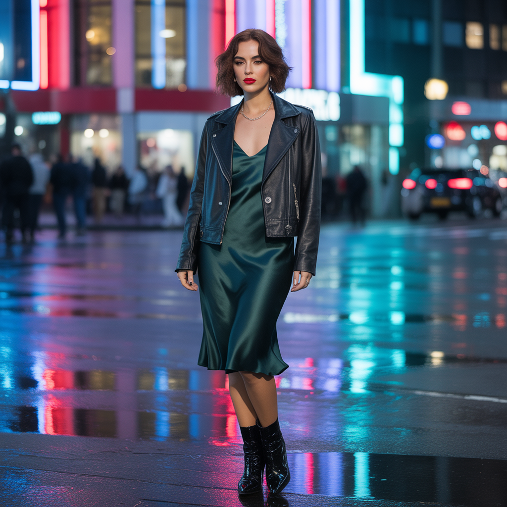 outfit with leather jacket