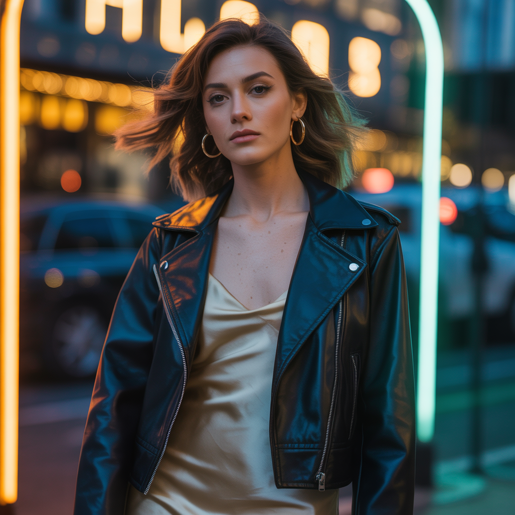 outfit with leather jacket