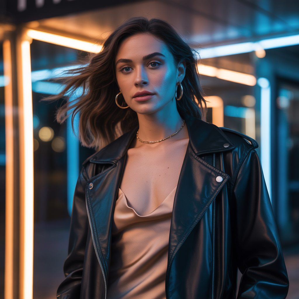 outfit with leather jacket