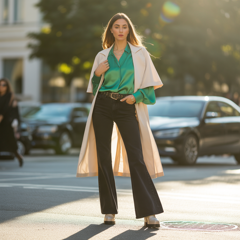 outfits to wear with black flare jeans