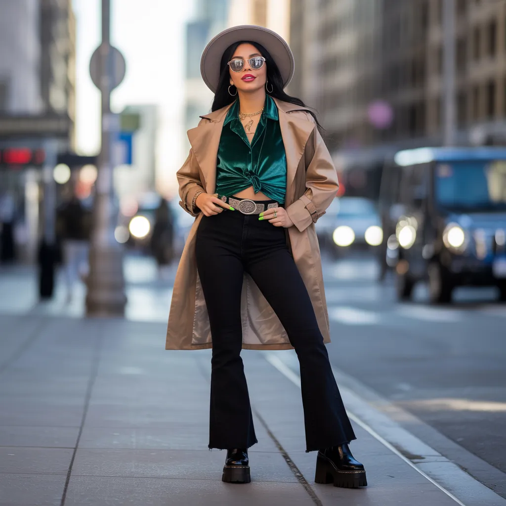 outfits to wear with black flare jeans