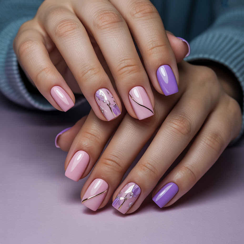 pink and purple nails