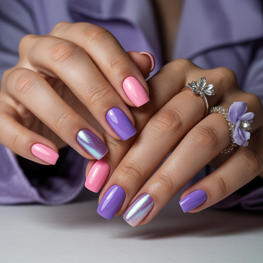 pink and purple nails